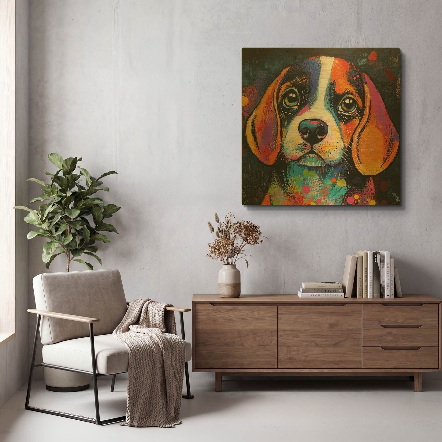 'Woof Beagle' By Rich Monet Gold Metal Wall Art