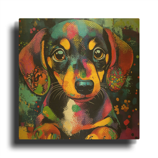 'Woof Dachshund' By Rich Monet Gold Metal Wall Art