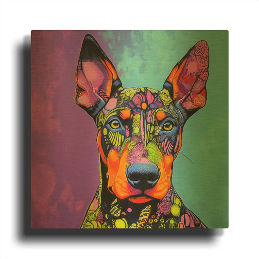 'Woof Deberman' By Rich Monet Gold Metal Wall Art