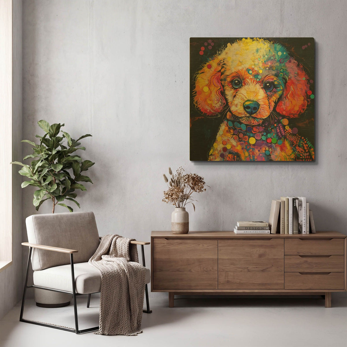 'Woof Poodle' By Rich Monet Gold Metal Wall Art