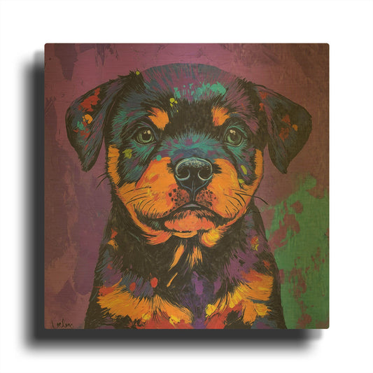 'Woof Rottweiler' By Rich Monet Gold Metal Wall Art