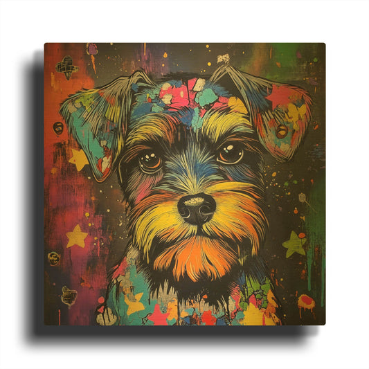 'Woof Schnauzer' By Rich Monet Gold Metal Wall Art