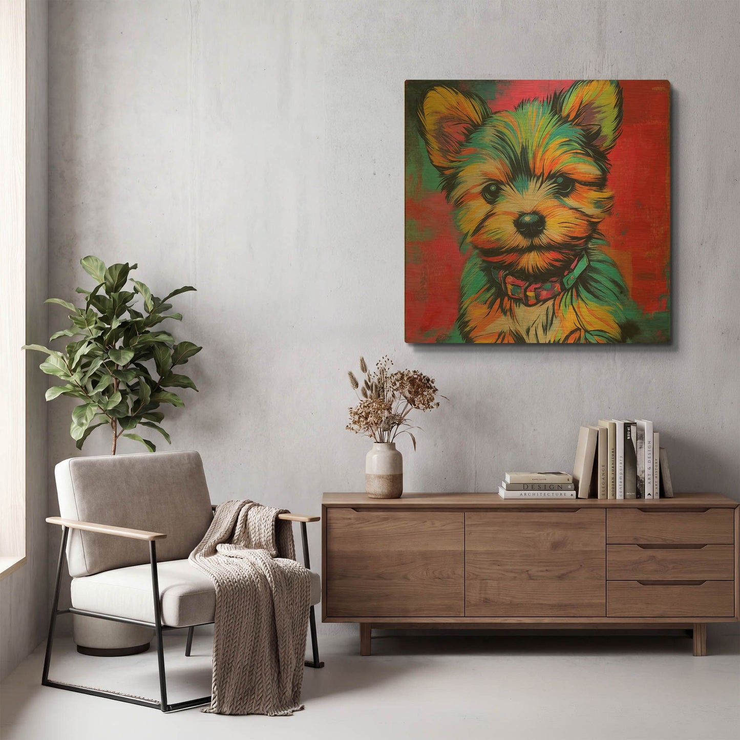 'Woof Yorkshire Terrier' By Rich Monet Gold Metal Wall Art