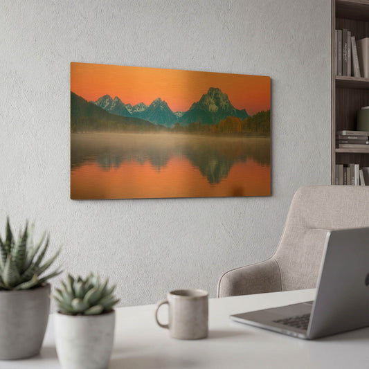 'Majestic Morning Views finalcopy' By Darren White Gold Metal Wall Art