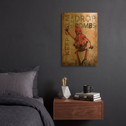'Drop Bombs 2' By Craig Snodgrass Gold Metal Wall Art