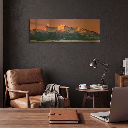 'Mount Princeton Moonset at Sunrise' By Darren White Gold Metal Wall Art
