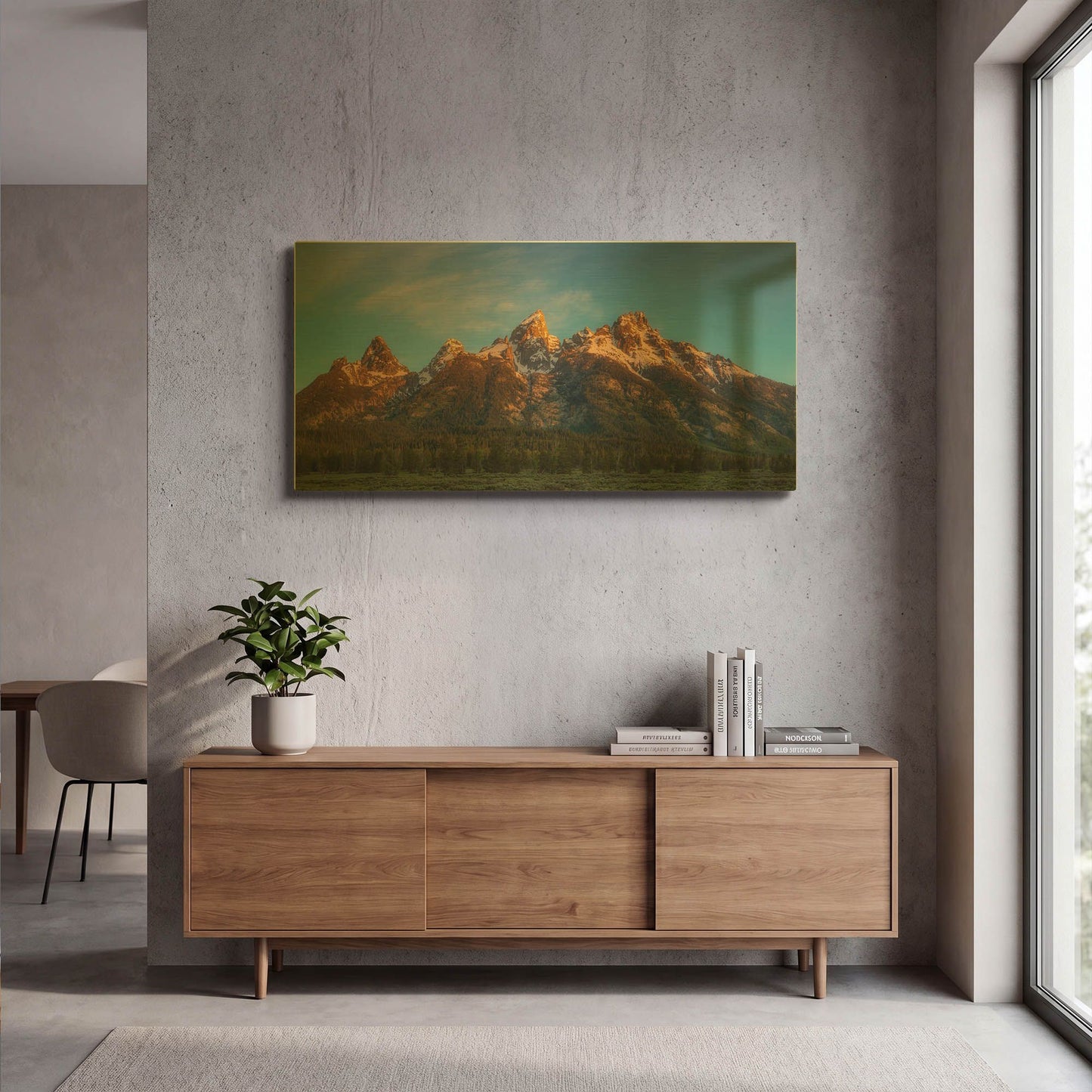 'Tetons First Light' By Darren White Gold Metal Wall Art