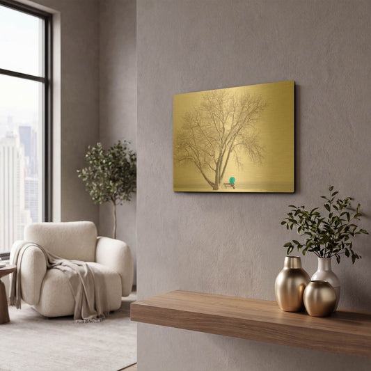 'Another Winter Alone copy' By Darren White Gold Metal Wall Art