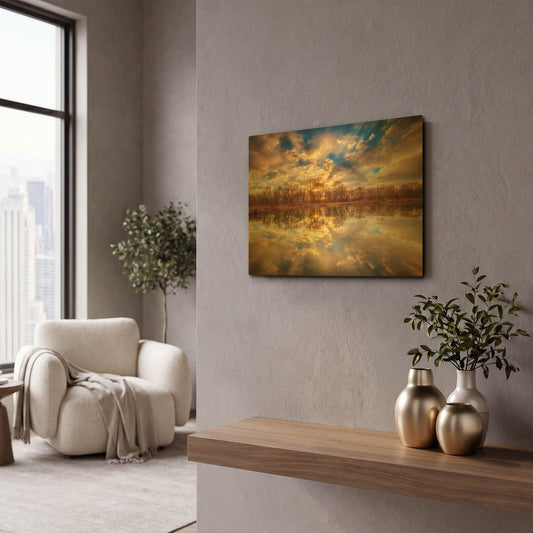 'Chatfield Sunrise' By Darren White Gold Metal Wall Art