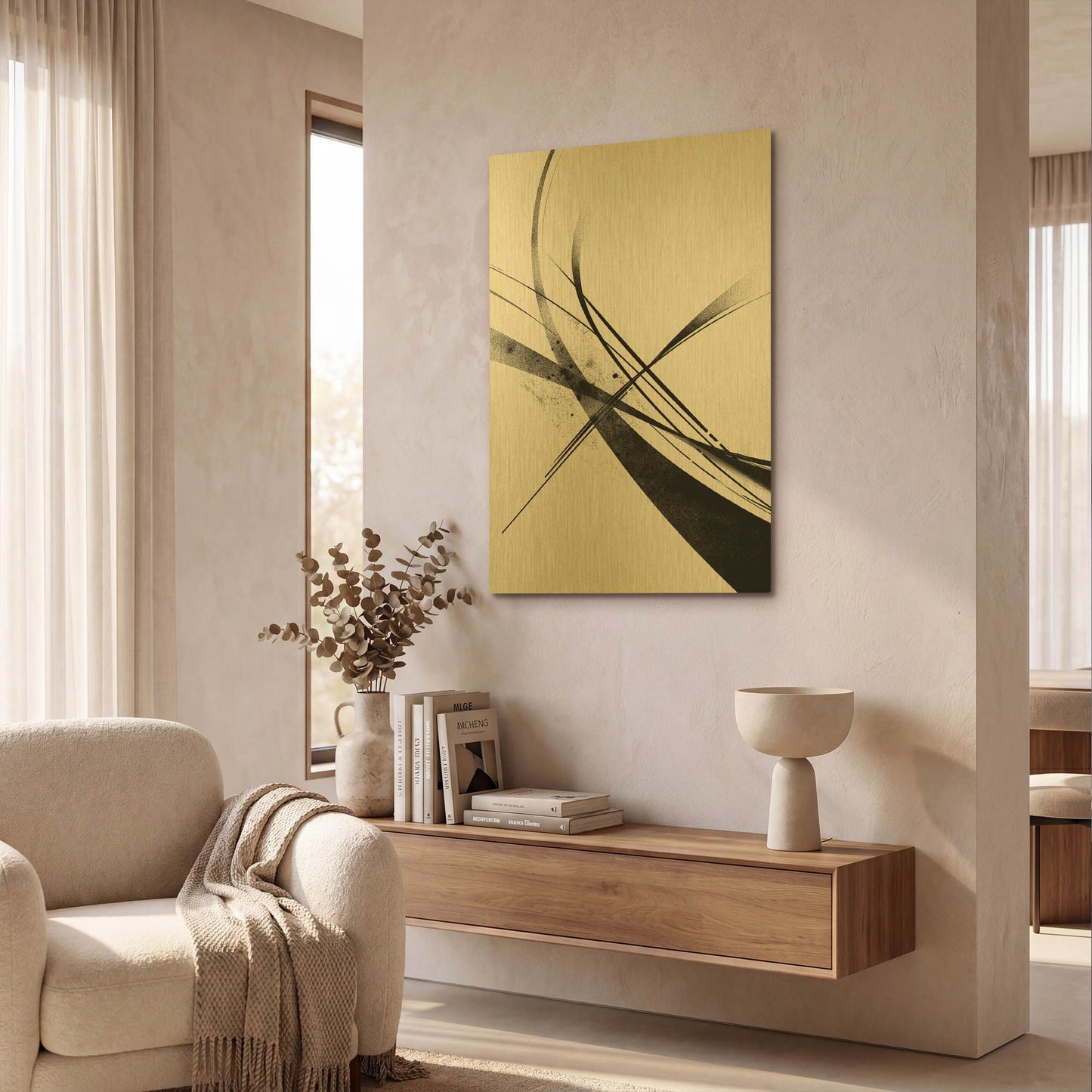 'Black And White Foxtrot' By Rich Monet Gold Metal Wall Art