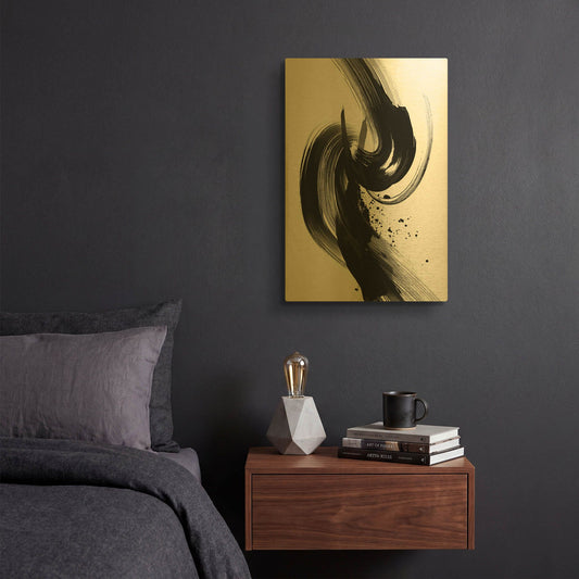 'Black And White Jive' By Rich Monet Gold Metal Wall Art