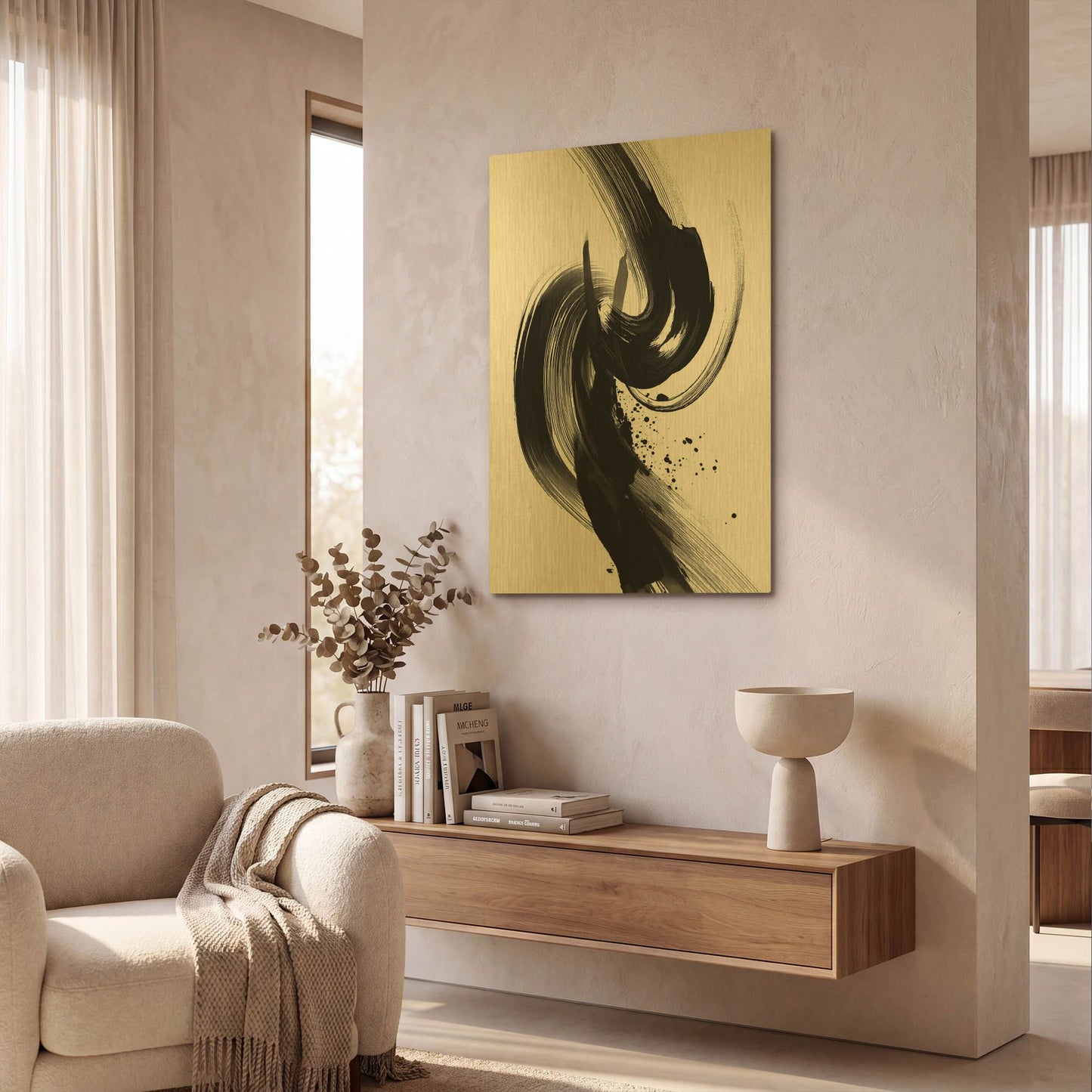 'Black And White Jive' By Rich Monet Gold Metal Wall Art