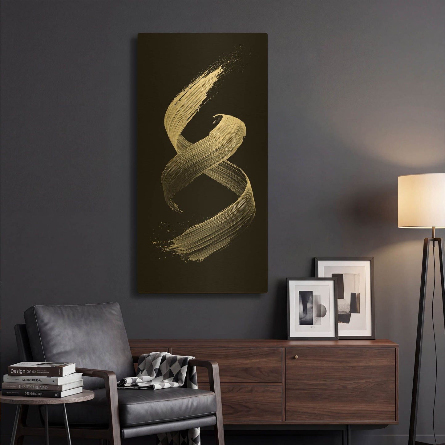 'Black And White Lambada' By Rich Monet Gold Metal Wall Art