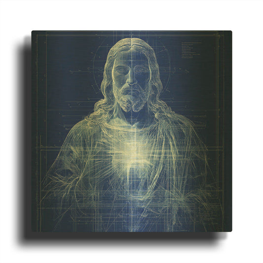 'Jesus Blueprint' By Rich Monet Gold Metal Wall Art