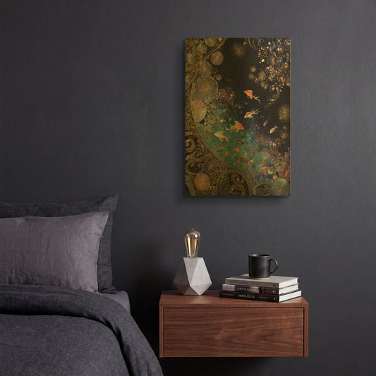 'Koi Galaxy' By Rich Monet Gold Metal Wall Art