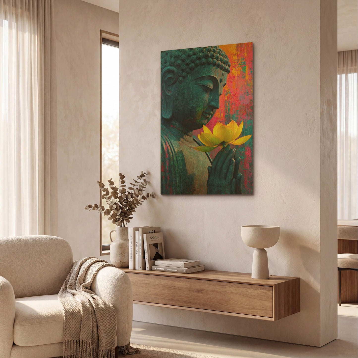 'Lotus Budha' By Rich Monet Gold Metal Wall Art