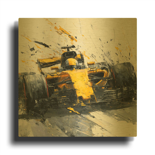 'Speed Demon Yellow' By Rich Monet Gold Metal Wall Art