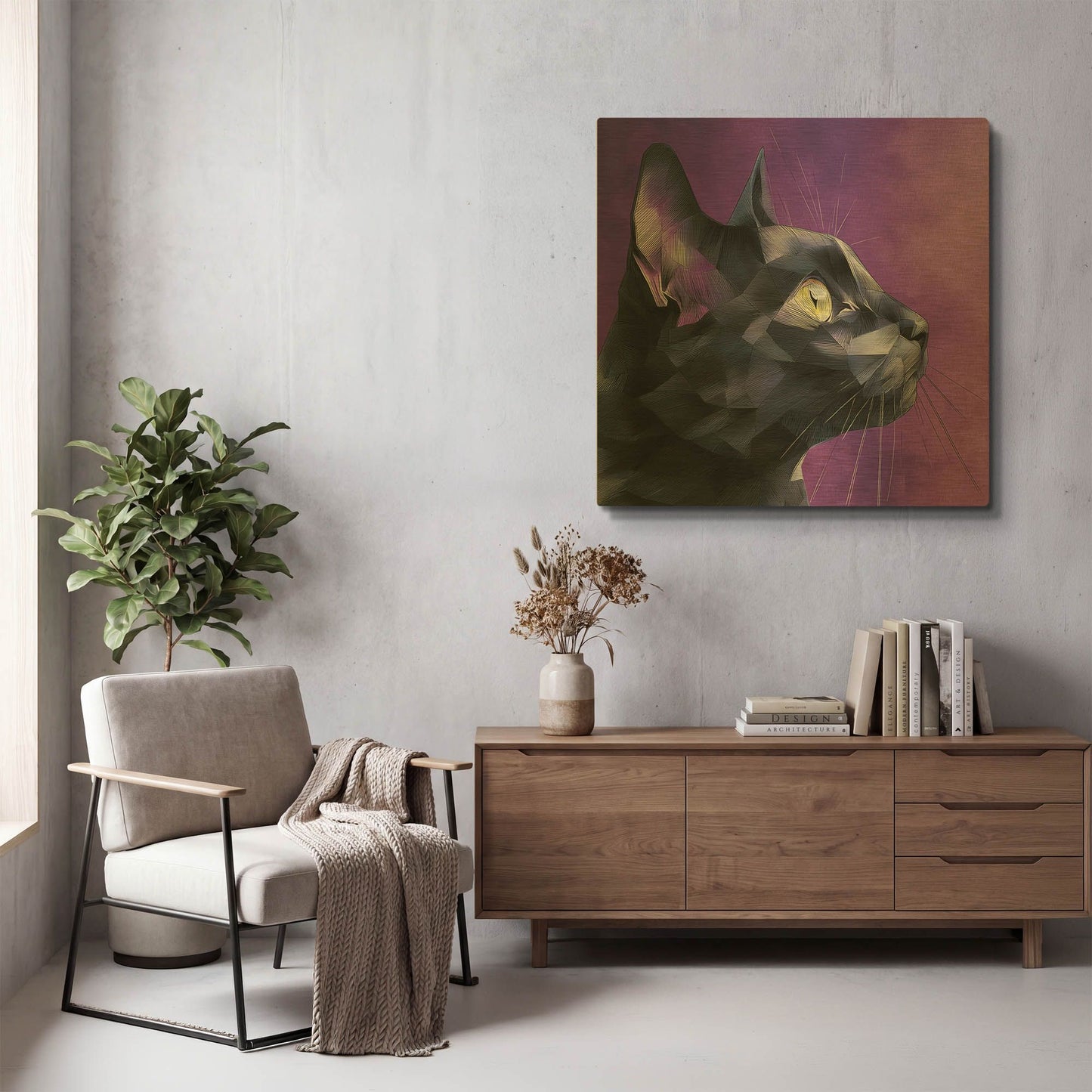 'Geocat' By Rich Monet Gold Metal Wall Art