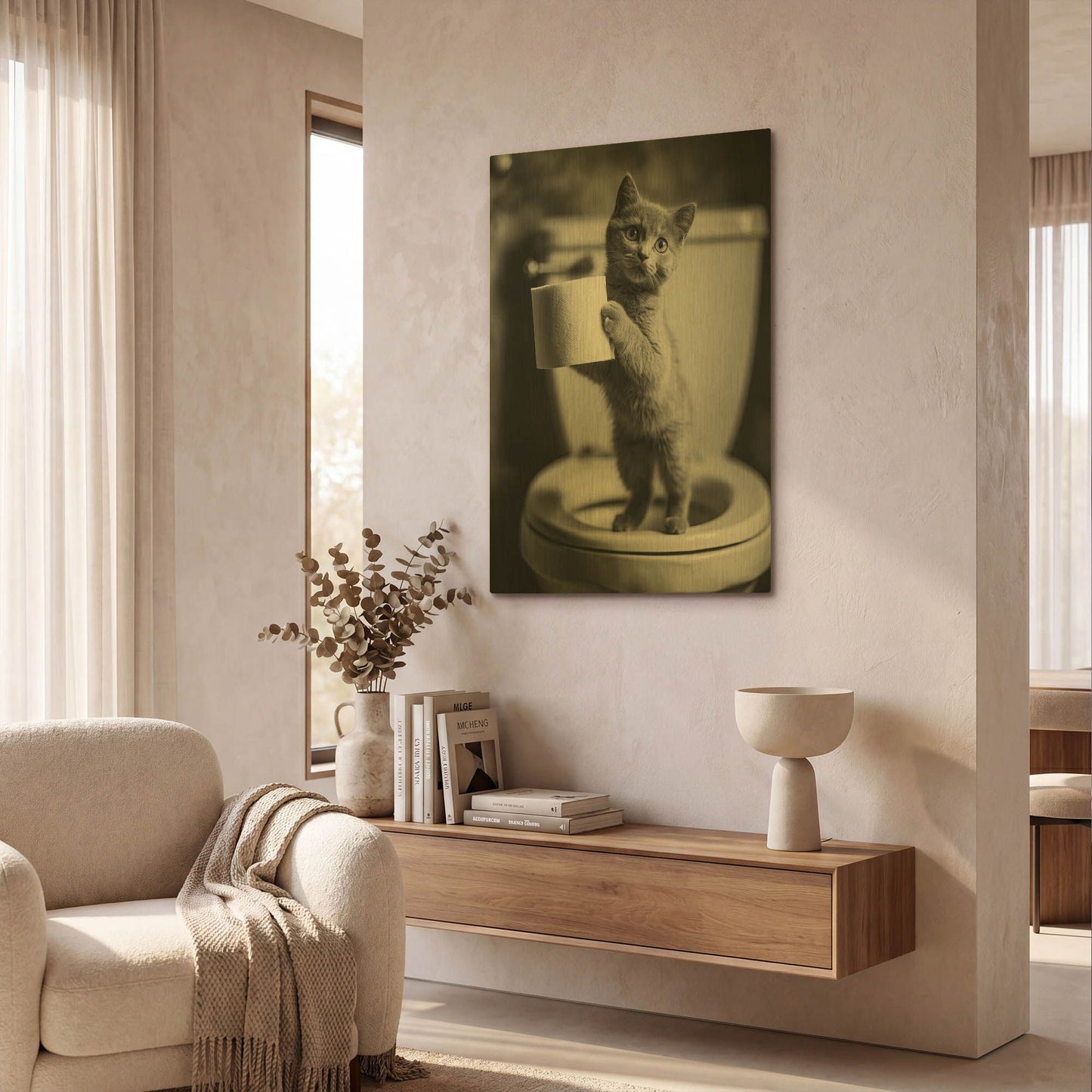 'The Bathroom Matron' By Rich Monet Gold Metal Wall Art