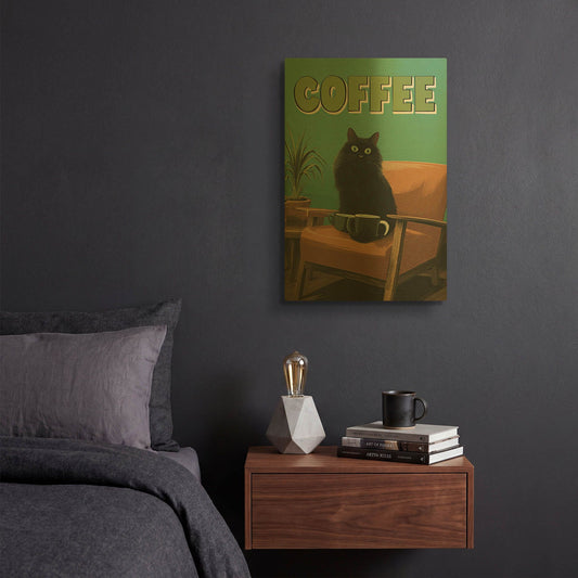 'Too Much Coffee' By Rich Monet Gold Metal Wall Art