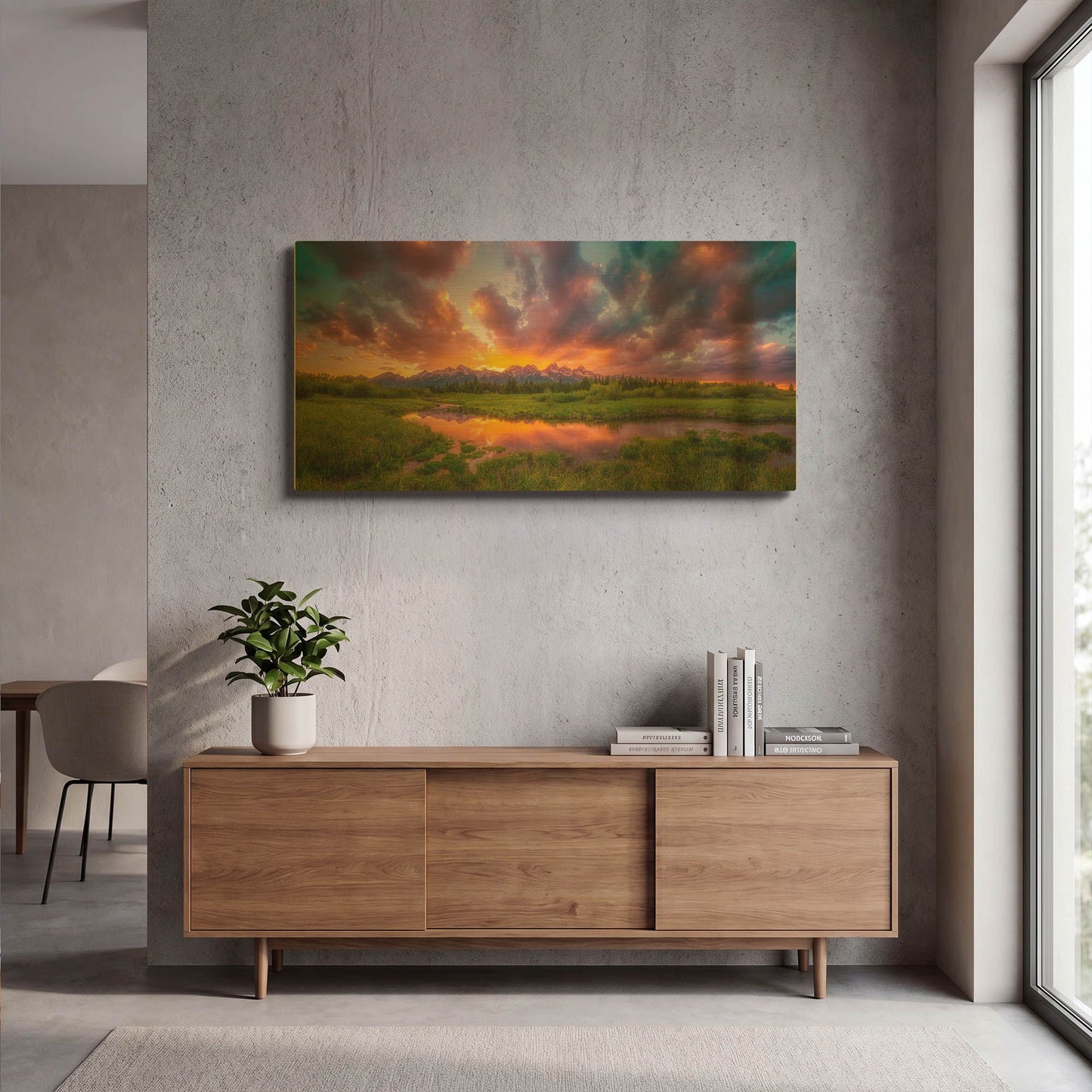 'Grand Sunset in the Tetons' By Darren White Gold Metal Wall Art