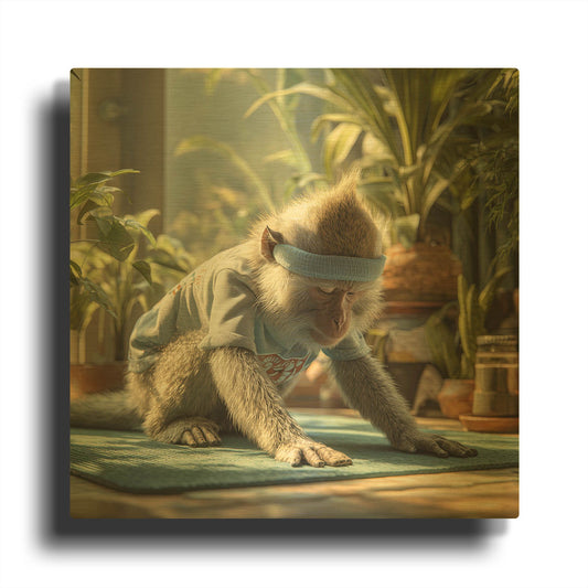 'Monkey Yoga' By Rich Monet Gold Metal Wall Art
