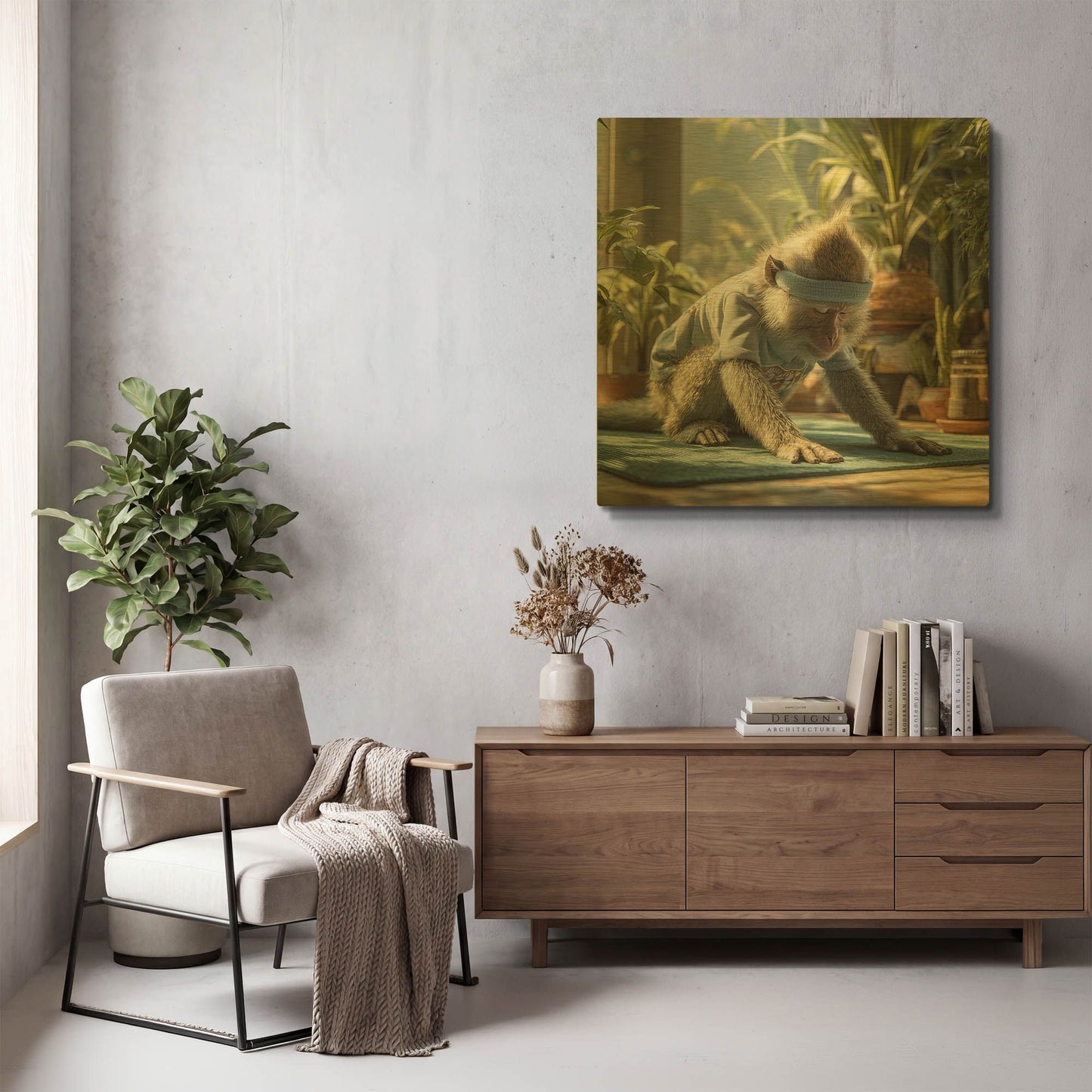 'Monkey Yoga' By Rich Monet Gold Metal Wall Art