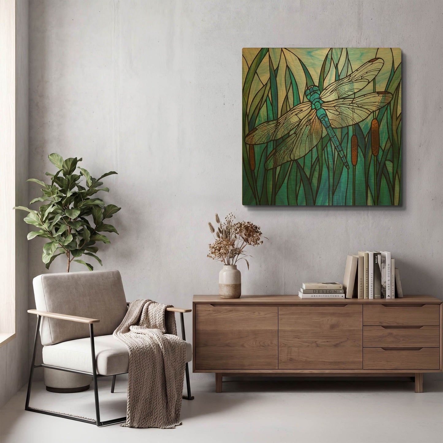 'Stained Glass Dragonfly' By Rich Monet Gold Metal Wall Art