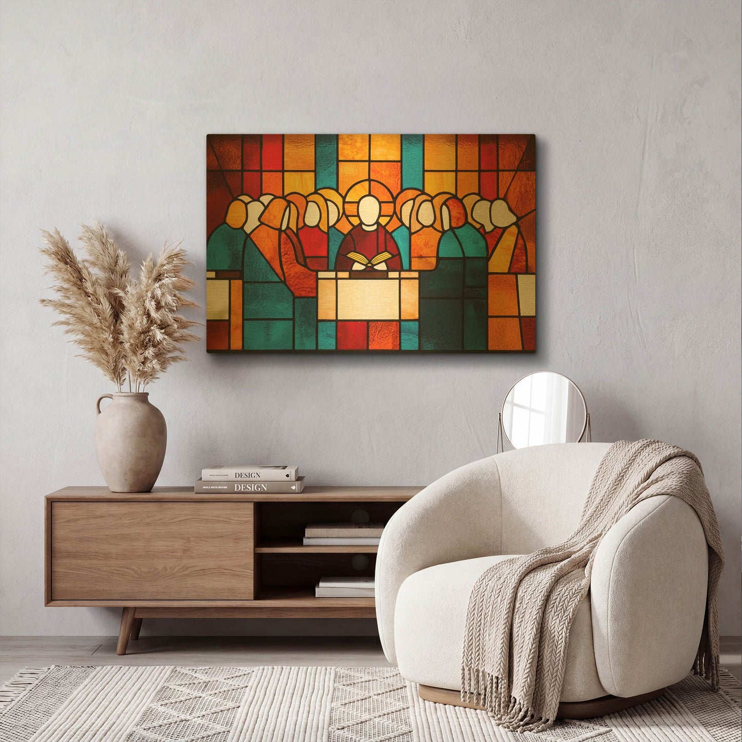 'Stained Glass Last Supper' By Rich Monet Gold Metal Wall Art