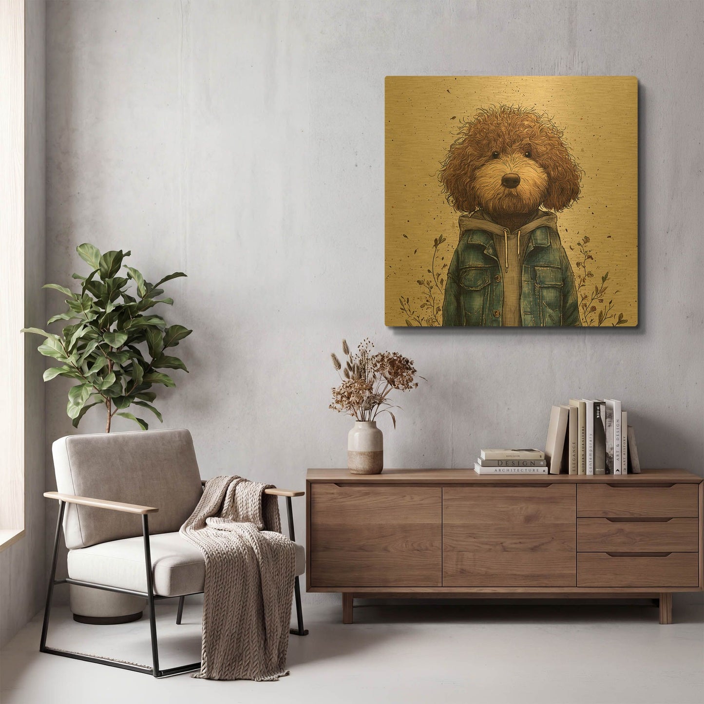 'Teenadoodle' By Rich Monet Gold Metal Wall Art