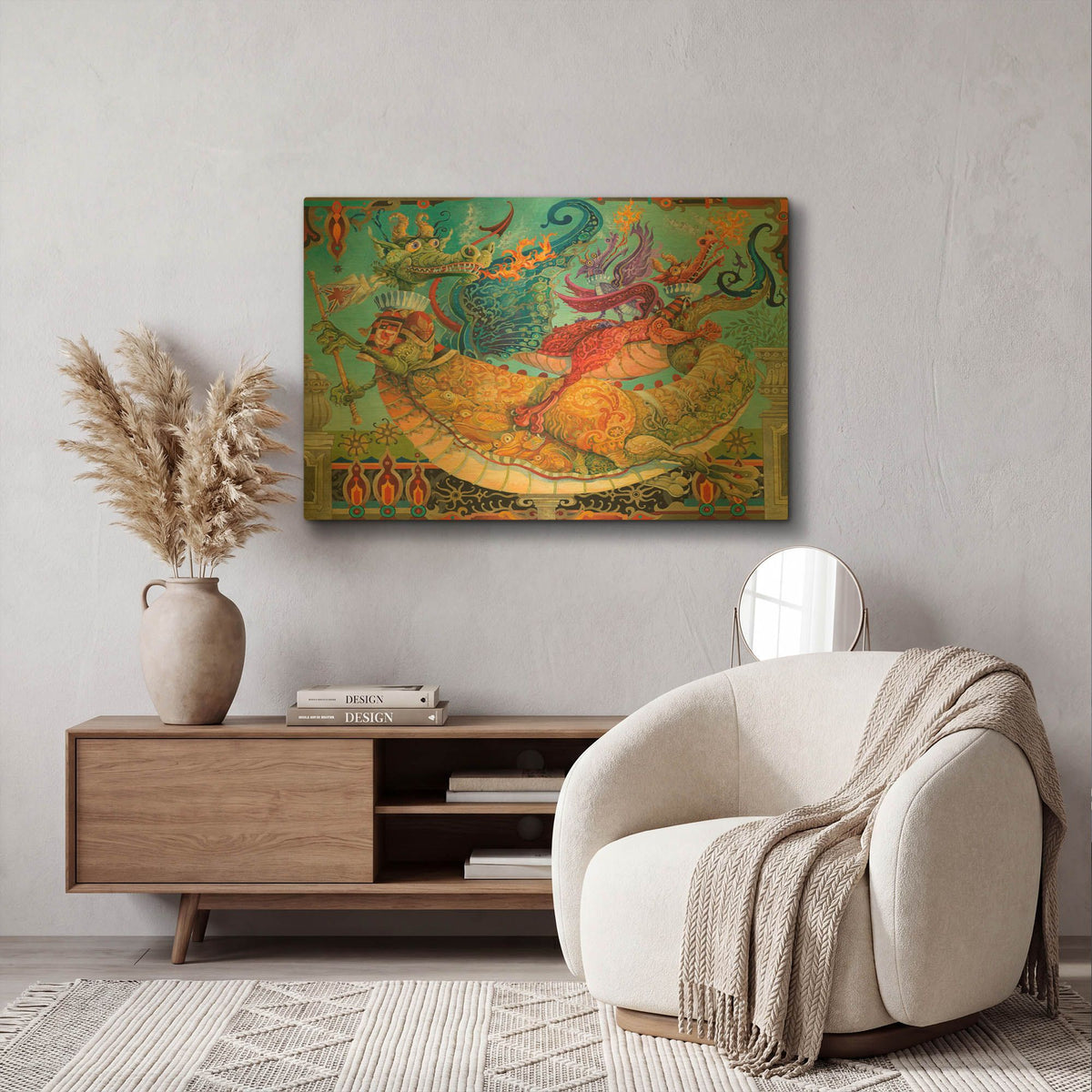 'Dragon Stack' By David Galchutt Gold Metal Wall Art