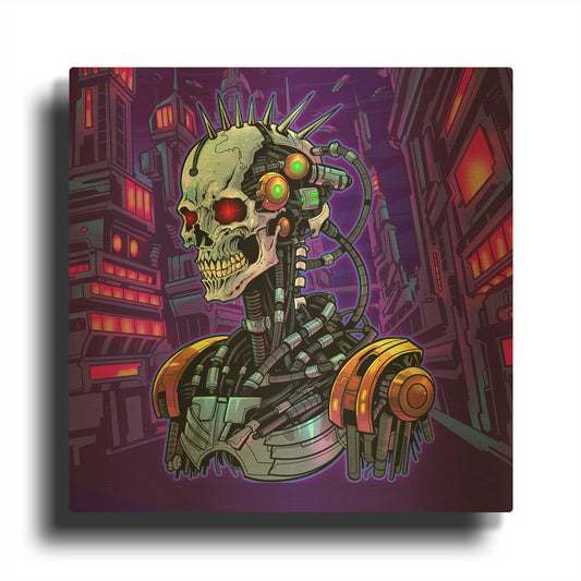 'Cyberpunk Skeleton' By Flyland Designs Gold Metal Wall Art
