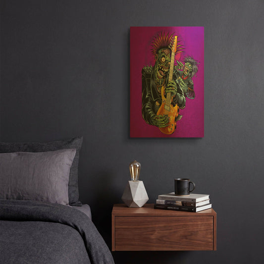 'Zombie Rock Star' By Flyland Designs Gold Metal Wall Art