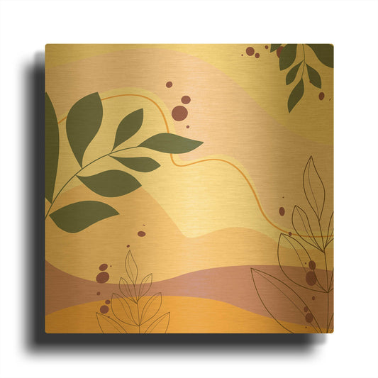 'Abstract Botanical Garden C' By Jean Plout Gold Metal Wall Art