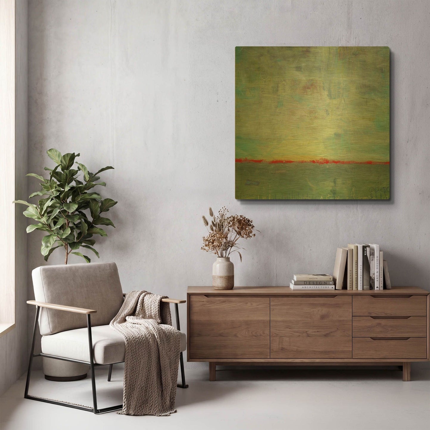 'Abstract Sunrise Landscape I' By Jean Plout Gold Metal Wall Art