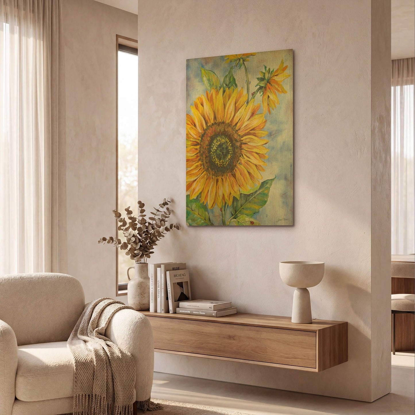 'Audreys Sunflower' By Jean Plout Gold Metal Wall Art
