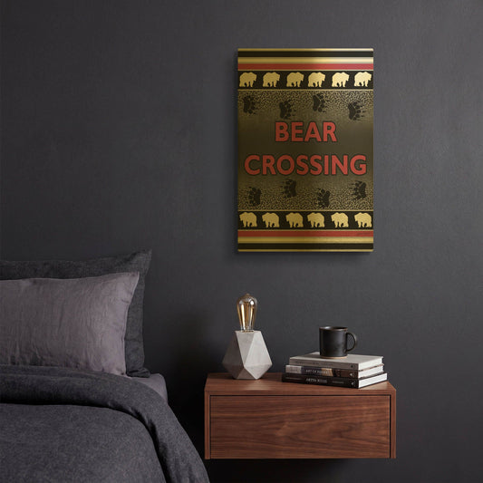'Bear Crossing-B-C' By Jean Plout Gold Metal Wall Art