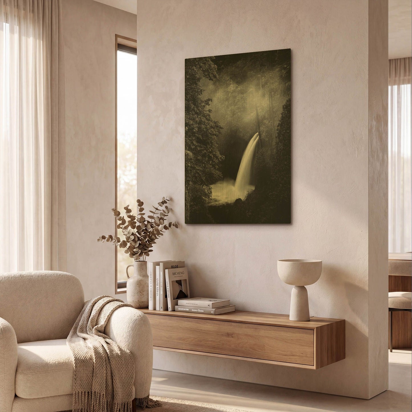 'Metlako Falls Dark copy' By Darren White Gold Metal Wall Art