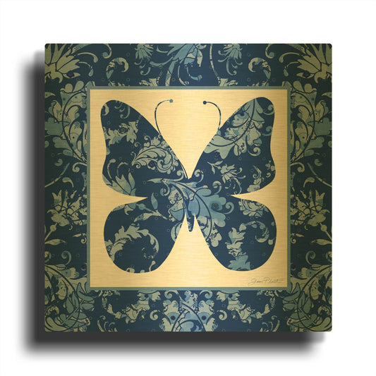 'Beautiful Blue Butterflies C' By Jean Plout Gold Metal Wall Art