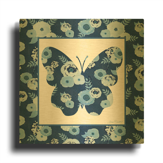 'Beautiful Blue Butterflies E' By Jean Plout Gold Metal Wall Art