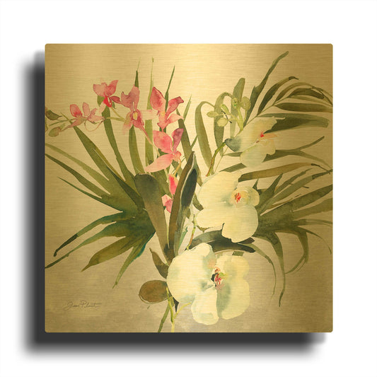 'Beautiful Orchids A' By Jean Plout Gold Metal Wall Art