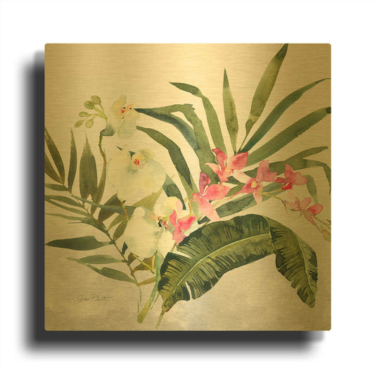 'Beautiful Orchids B' By Jean Plout Gold Metal Wall Art