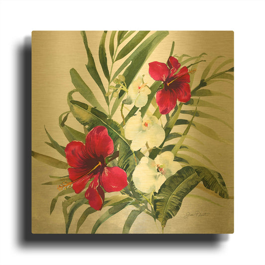 'Beautiful Orchids D' By Jean Plout Gold Metal Wall Art