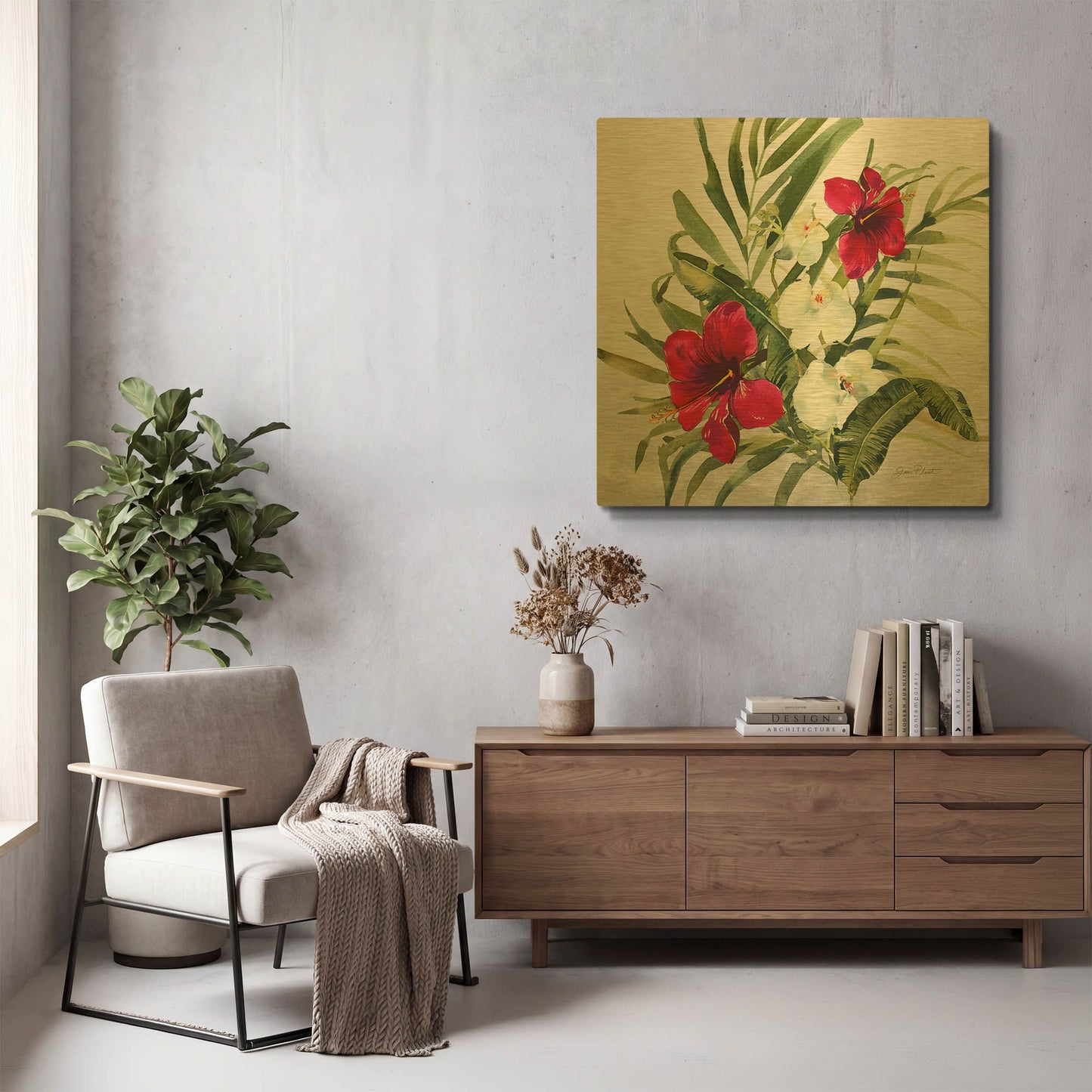 'Beautiful Orchids D' By Jean Plout Gold Metal Wall Art