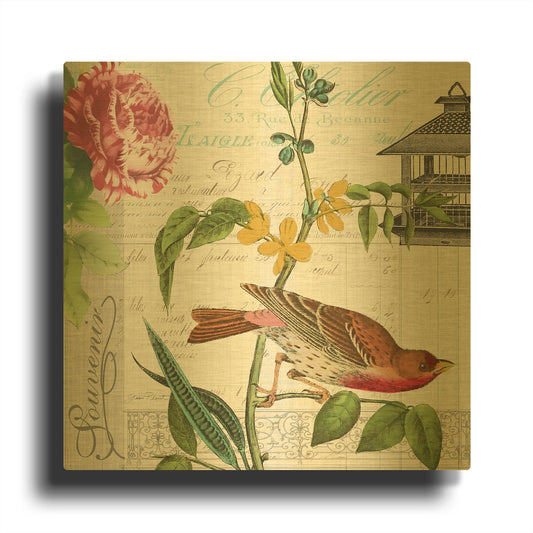 'Birdwatchers Dream 2' By Jean Plout Gold Metal Wall Art