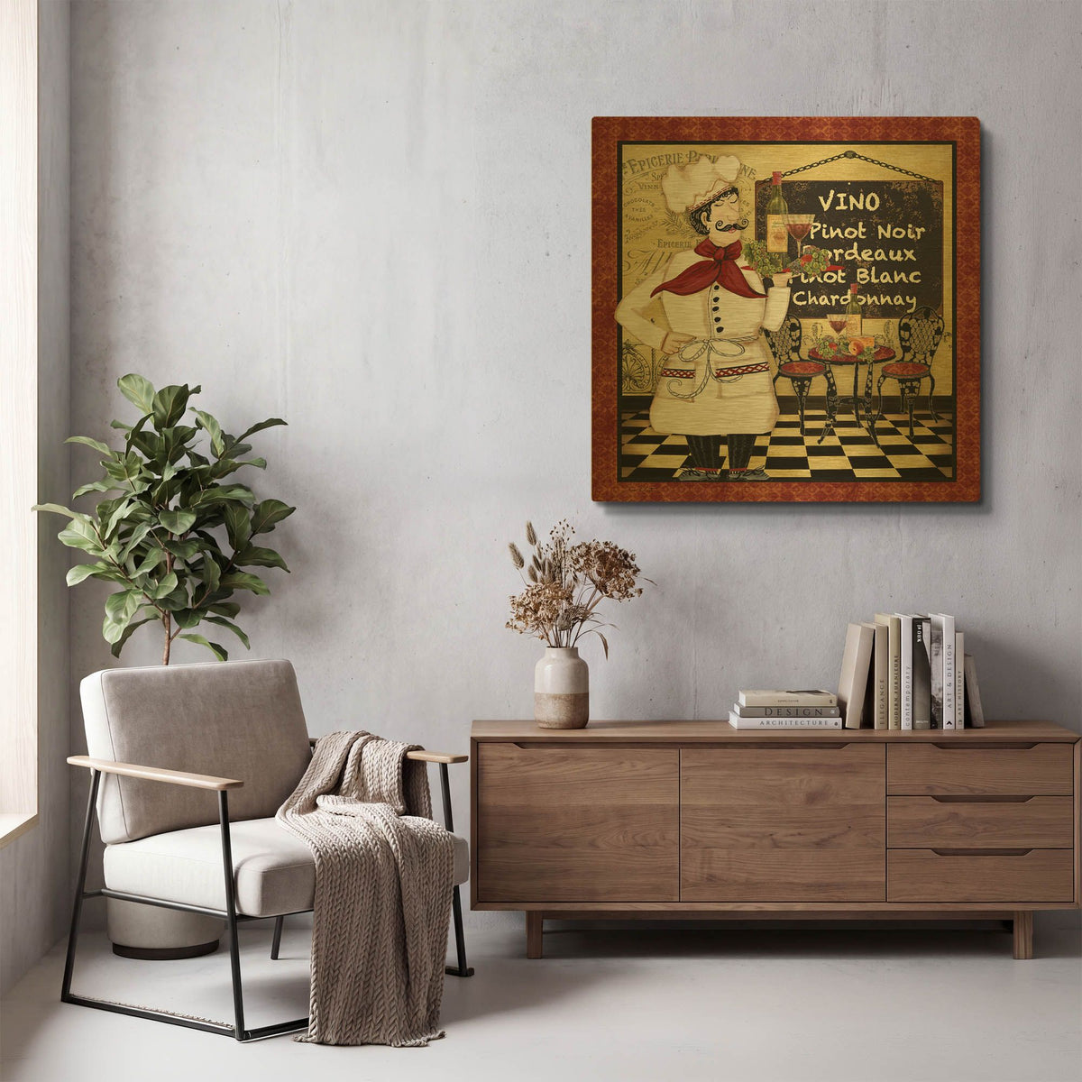 'Bistro Chef D' By Jean Plout Gold Metal Wall Art