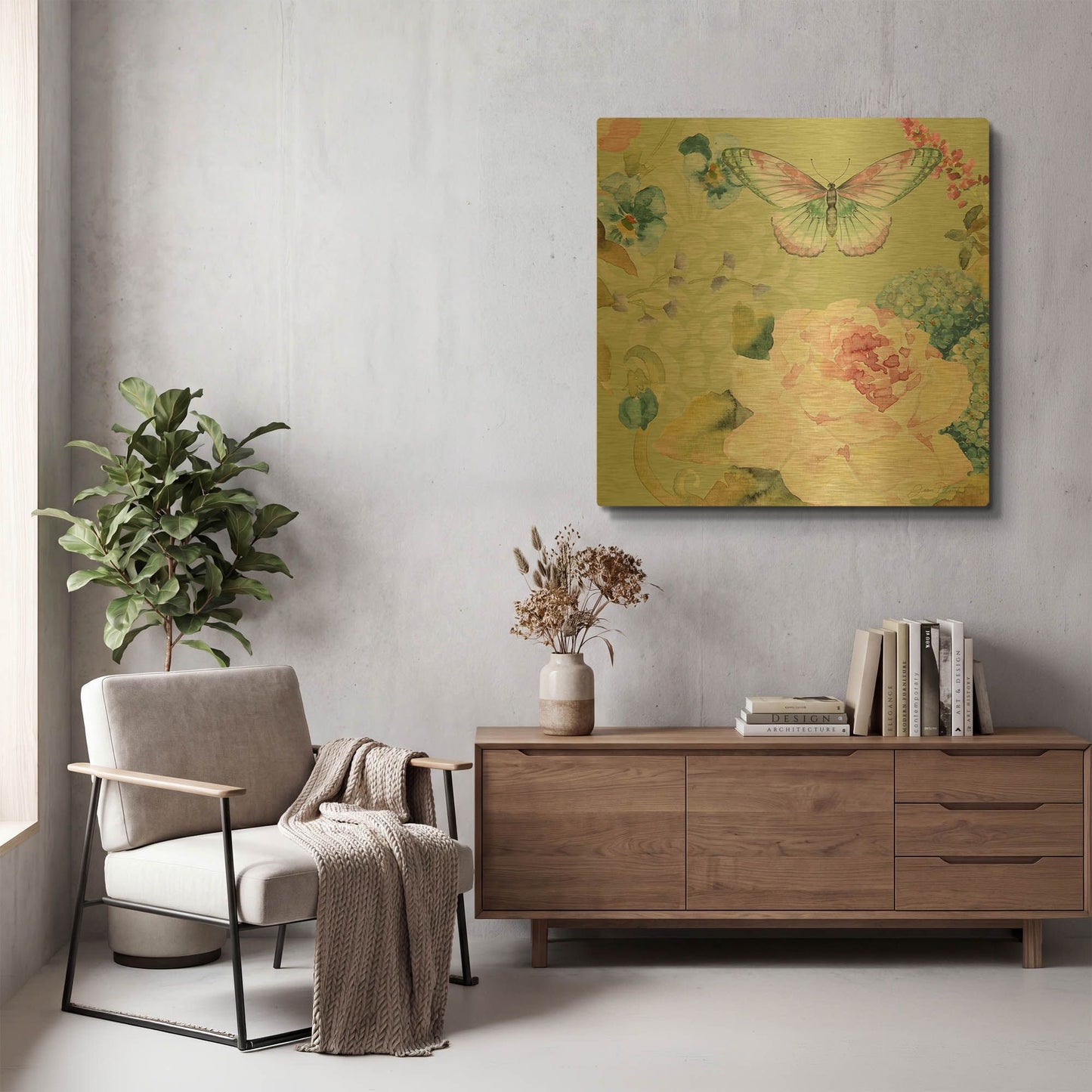 'Botanical Beauty 84' By Jean Plout Gold Metal Wall Art