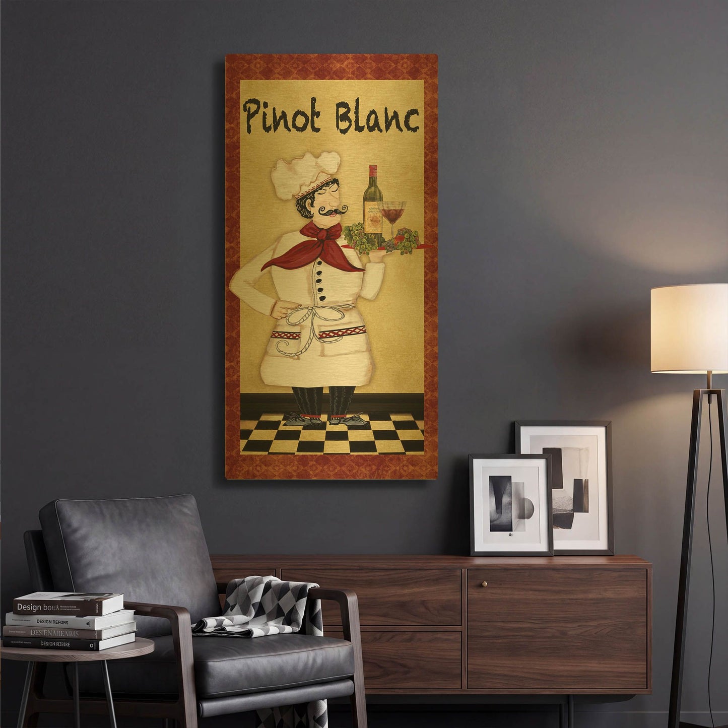 'Chefs 5pcs Pinot Blanc' By Jean Plout Gold Metal Wall Art