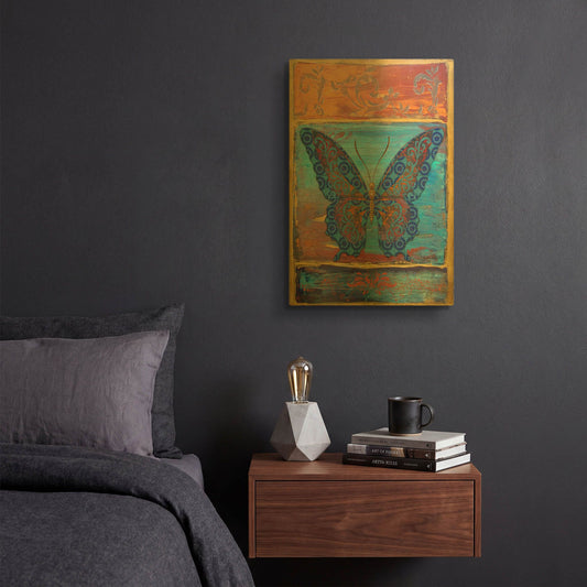 'Fantasy Butterfly 2' By Jean Plout Gold Metal Wall Art