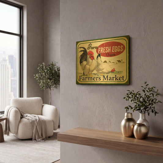 'Farm Fresh Eggs A' By Jean Plout Gold Metal Wall Art